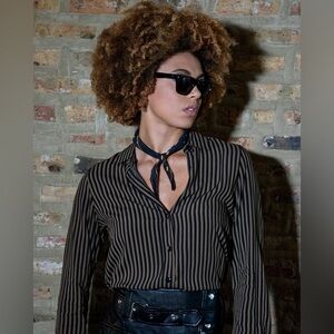 Straight To Hell Apparel Size XS Black & Brown Button Up Top